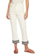 1.state Embroidered Hem High-waisted Jeans
