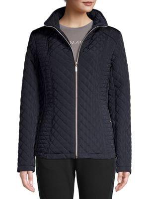 Gallery Stand Collar Quilted Zip Up Jacket