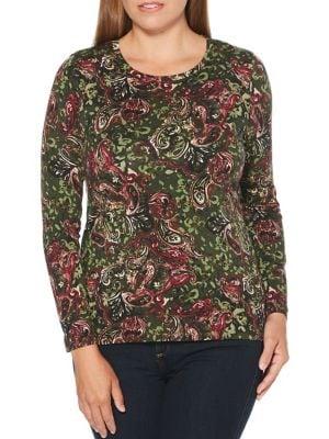 Rafaella Petite Petite Printed Long-sleeve Top