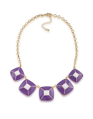 1st And Gorgeous Enamel Pyramid Pendant Statement Necklace In Purple And White
