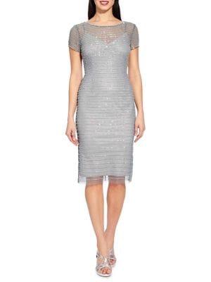 Adrianna Papell Beaded Stripe Sheath Dress