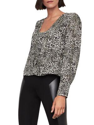 Bcbgmaxazria Leopard-print Puff-sleeve Blouse