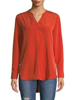 Imnyc Isaac Mizrahi High-low Split Neck Top