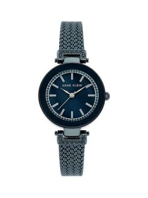 Anne Klein Blue Ip & Swarovski Crystal Mesh Bracelet Watch