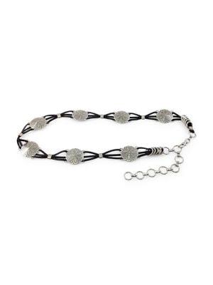 Fashion Focus Silvertone & Leather Flower Belt