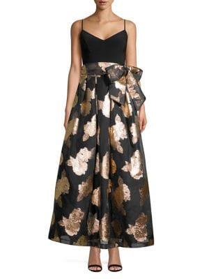 Eliza J Metallic Floral Gown