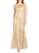 Tahari Arthur S. Levine Long Sequined Lace Gown