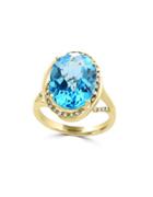 Effy Diamond, Blue Topaz And 14k Yellow Gold Ring