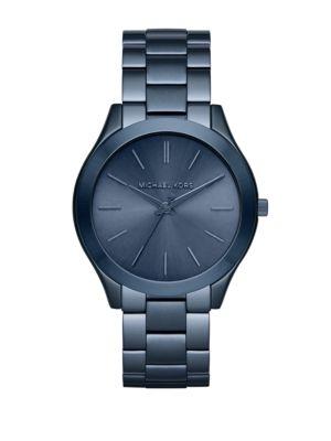 Michael Kors Slim Runway Blue Ip Stainless Steel Bracelet Watch