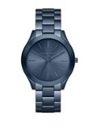 Michael Kors Slim Runway Blue Ip Stainless Steel Bracelet Watch