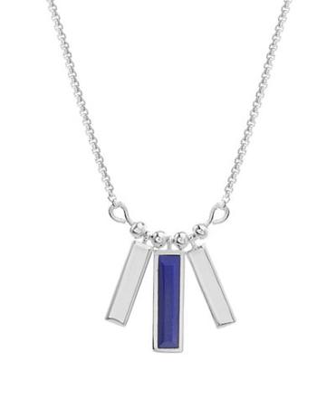 Nes Group Lapis And Sterling Silver Rectangular Pendant Necklace
