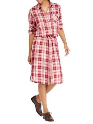 Lauren Ralph Lauren Plaid Drawstring Shirtdress