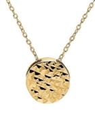 Lord & Taylor Textured Circle 14k Yellow Gold Pendant Necklace