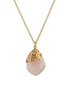 Lord & Taylor Rose Quartz And Sterling Silver Pendant Necklace