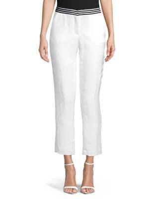 Karl Lagerfeld Paris Striped-band Cropped Pants