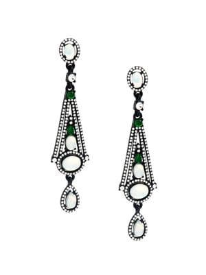 Design Lab Geometric Pave Drop Earrings
