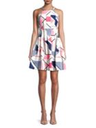 Vince Camuto Geometric Printed Fit-&-flare Dress