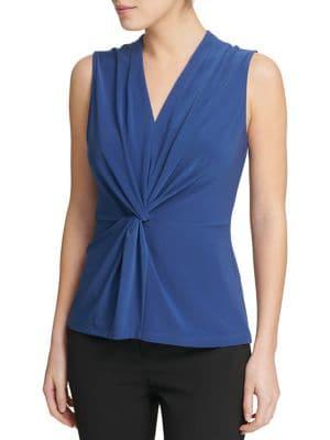 Donna Karan Center-knot V-neck Blouse