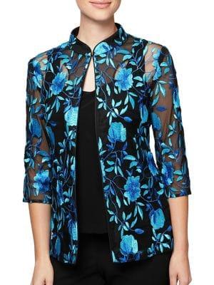 Alex Evenings Plus Two-piece Embroidered Cardigan And Scoopneck Tank Top