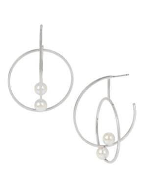 Bcbgeneration Large Silvertone Double Hoop Earrings