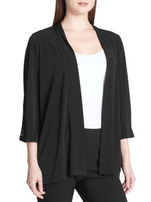 Calvin Klein Plus Quarter-sleeve Open Cardigan