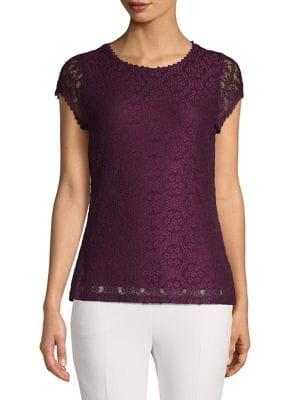 Karl Lagerfeld Paris Lace Cap Sleeve Top
