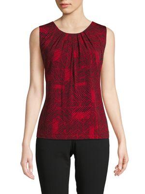 Calvin Klein Petite Sleeveless Printed Blouse