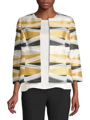 Kasper Geometric Three-quarter Sleeve Blazer