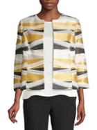Kasper Geometric Three-quarter Sleeve Blazer
