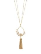 Lonna & Lilly Floral Mother-of-pearl And Crystal Pendant Necklace