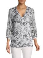 Karl Lagerfeld Paris Floral Ruffle V-neck Blouse