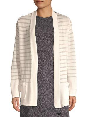 Anne Klein Striped Open Cardigan