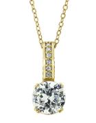Lord & Taylor 18kt Gold And Cubic Zirconia Solitaire Pendant Necklace