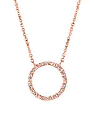 Morris & David 14k Rose Gold & 0.25 Tcw Diamond Circle Pendant Necklace