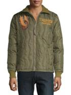 Lucky Brand Embroidered Quilted Zip Jacket