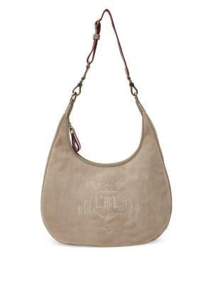 Lauren Ralph Lauren Suede Logo Hobo Bag