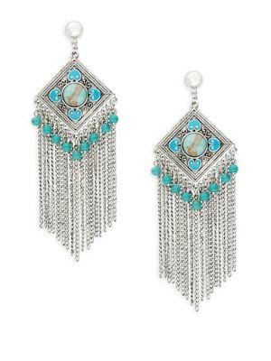Design Lab Lord & Taylor Silvertone Fringe Drop Earrings