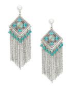 Design Lab Lord & Taylor Silvertone Fringe Drop Earrings