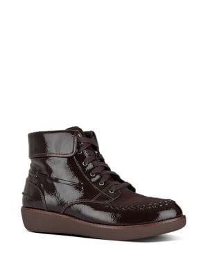 Fitflop Gianini Faux Fur And Crinkle Patent Booties