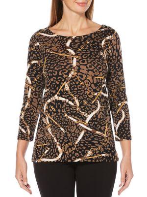 Rafaella Petite Leopard-print Cotton Top