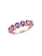 Lord & Taylor 14k Rose Gold, Oval-shape Pink Amethyst & Diamond Ring