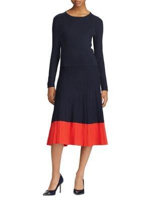 Lauren Ralph Lauren Colorblock Cotton-blend Dress