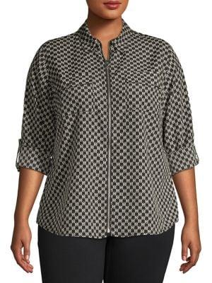 Michael Michael Kors Plus Printed Zip-front Shirt