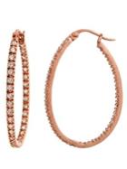 Lord & Taylor Rose Goldplated Small Cubic Zirconia Hoop Earrings