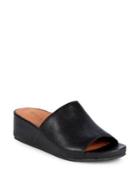 Gentle Souls By Kenneth Cole Gisele Textured Leather Wedge Slides
