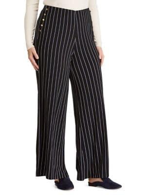Lauren Ralph Lauren Plus Plus Button-trimmed Jersey Pants