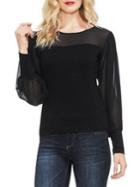 Vince Camuto Gilded Rose Long-sleeve Chiffon Top