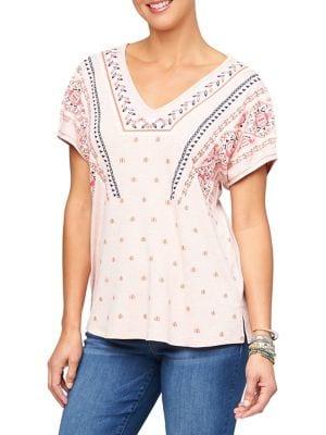 Democracy Printed V-neck Blouse