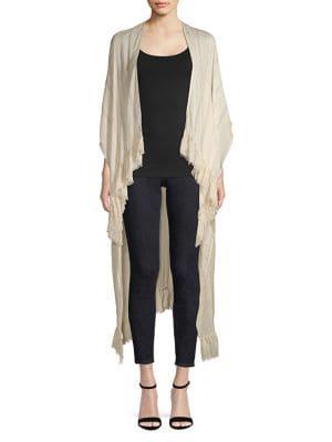 Bcbgeneration Striped High-low Fringe Ruana