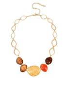 Kenneth Cole New York Textured Metals Multicolor Frontal Stone Necklace